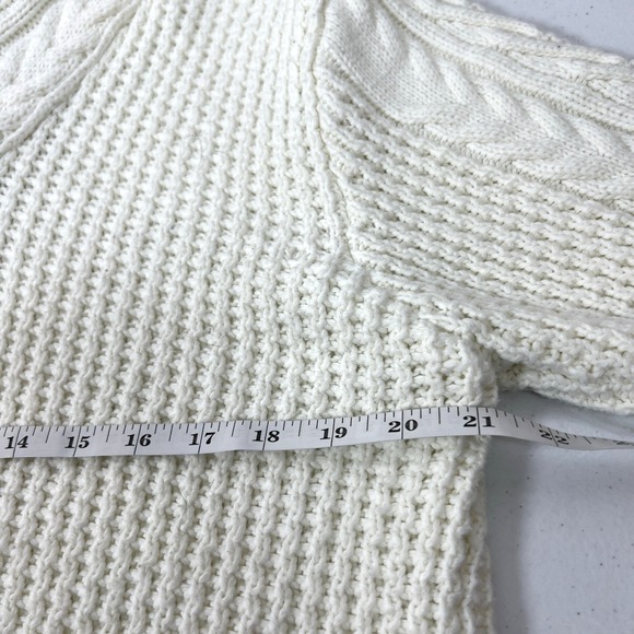 Leif Nelson White Cable Knit Mens Preppy Grandpa Cardigan Fisherman Size Large - Picture 15 of 16